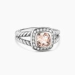 Petite Albion® Ring Sterling Silver with Morganite and Diamonds, 7mm