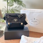 Re-Nylon and Saffiano leather shoulder bag