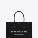RIVE GAUCHE SMALL TOTE BAG IN RAFFIA AND LEATHER