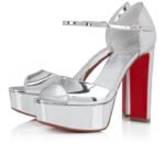 Sandaloo 130 mm Sandals Laminated Calf Leather Silver