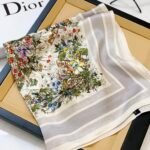 CD square pattern silk scarf