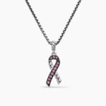 Cable Collectibles® Ribbon Necklace Sterling Silver with Pink Sapphires, 24.4mm