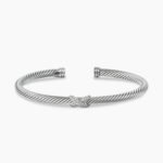 X Classic Cable Station Bracelet Sterling Silver with Diamonds, 4mm