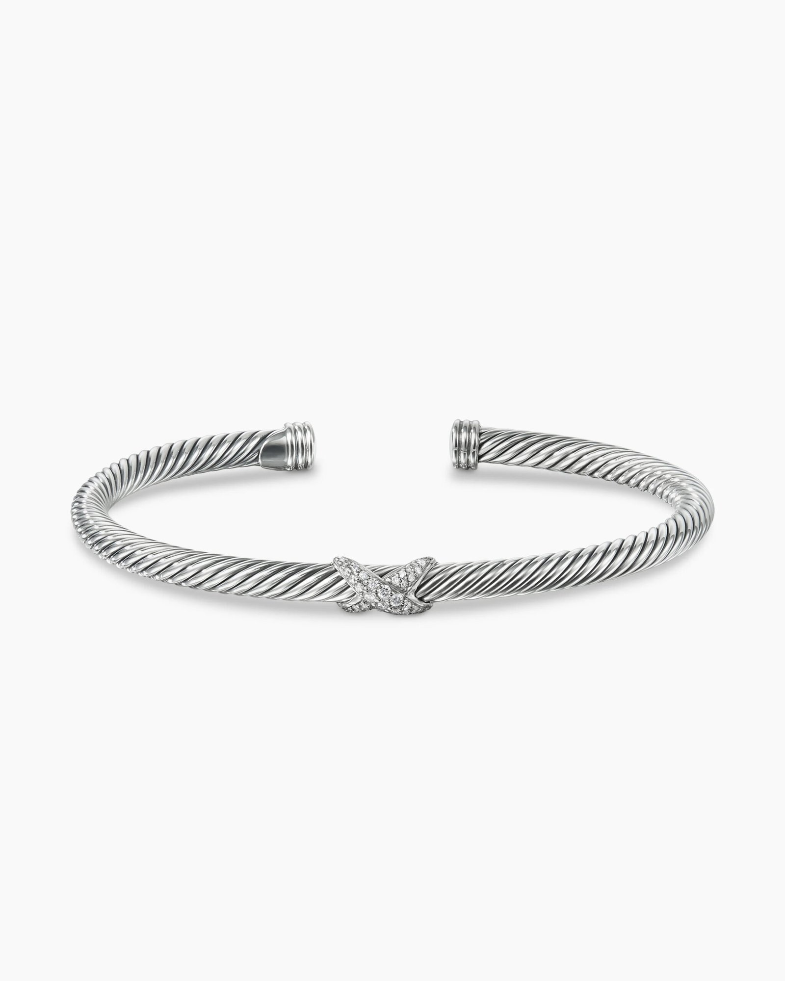 c9f264bf628c170bac9cd85dd45da9f8.jpeg X Classic Cable Station Bracelet Sterling Silver with Diamonds, 4mm - Image 1