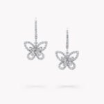 Butterfly Silhouette Diamond Drop Earrings WHITE GOLD
