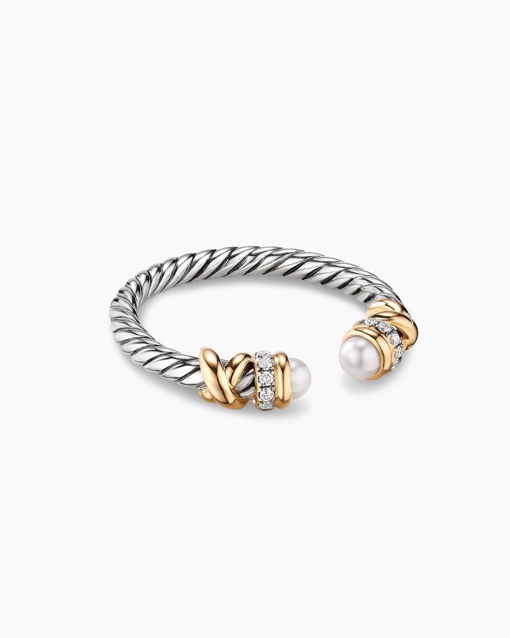 cd121e2ec29656991aff0c88ed40328b.jpeg Petite Helena Ring Sterling Silver with 18K Yellow Gold, Pearls and Diamonds, 2.5mm - Image 1
