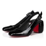 Minny Sling 70 mm Sling Back Pumps Patent Calf Leather Black