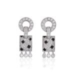Cartier White Gold Onyx and Diamond Pelage Panthère Earrings
