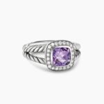 Petite Albion® Ring Sterling Silver with Amethyst and Diamonds, 7mm