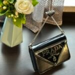 Spazzolato Triangle Logo Plate Flap Chain Crossbody Bag