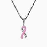 Cable Collectibles® Ribbon Necklace Sterling Silver with Pink Enamel, 24.4mm