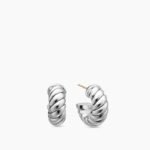 Sculpted Cable Shrimp Earrings Sterling Silver, 20.5mm