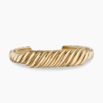 Sculpted Cable Contour Cuff Bracelet 18K Yellow Gold, 13mm
