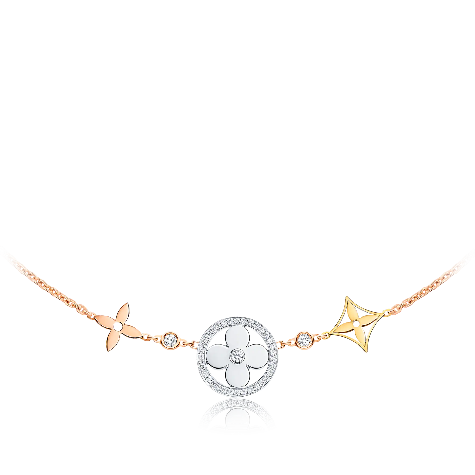 e2c7474fa321981604464a44f49a6db4.png Idylle Blossom XL Necklace, 3 golds and diamonds - Image 1