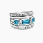Stax Five Row Ring Sterling Silver with Hampton Blue Topaz and Diamonds