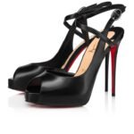 Jenlove Alta 120 mm Open-toe Pumps Leather Black