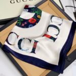 Simple double G floral silk scarf
