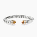 Classic Cable Bracelet Sterling Silver with 14K Yellow Gold and Citrine, 7mm