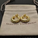 Sculpted Cable Shrimp Earrings 18K Yellow Gold, 20.5mm