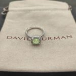 Petite Chatelaine® Pavé Bezel Ring Sterling Silver with Peridot and Diamonds, 7mm