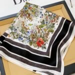 CD square pattern silk scarf