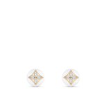 B Blossom Studs, Yellow Gold, White Gold, White Agate And Diamonds