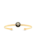 B Blossom Open Bangle, Yellow Gold, White Gold, Onyx And Diamonds