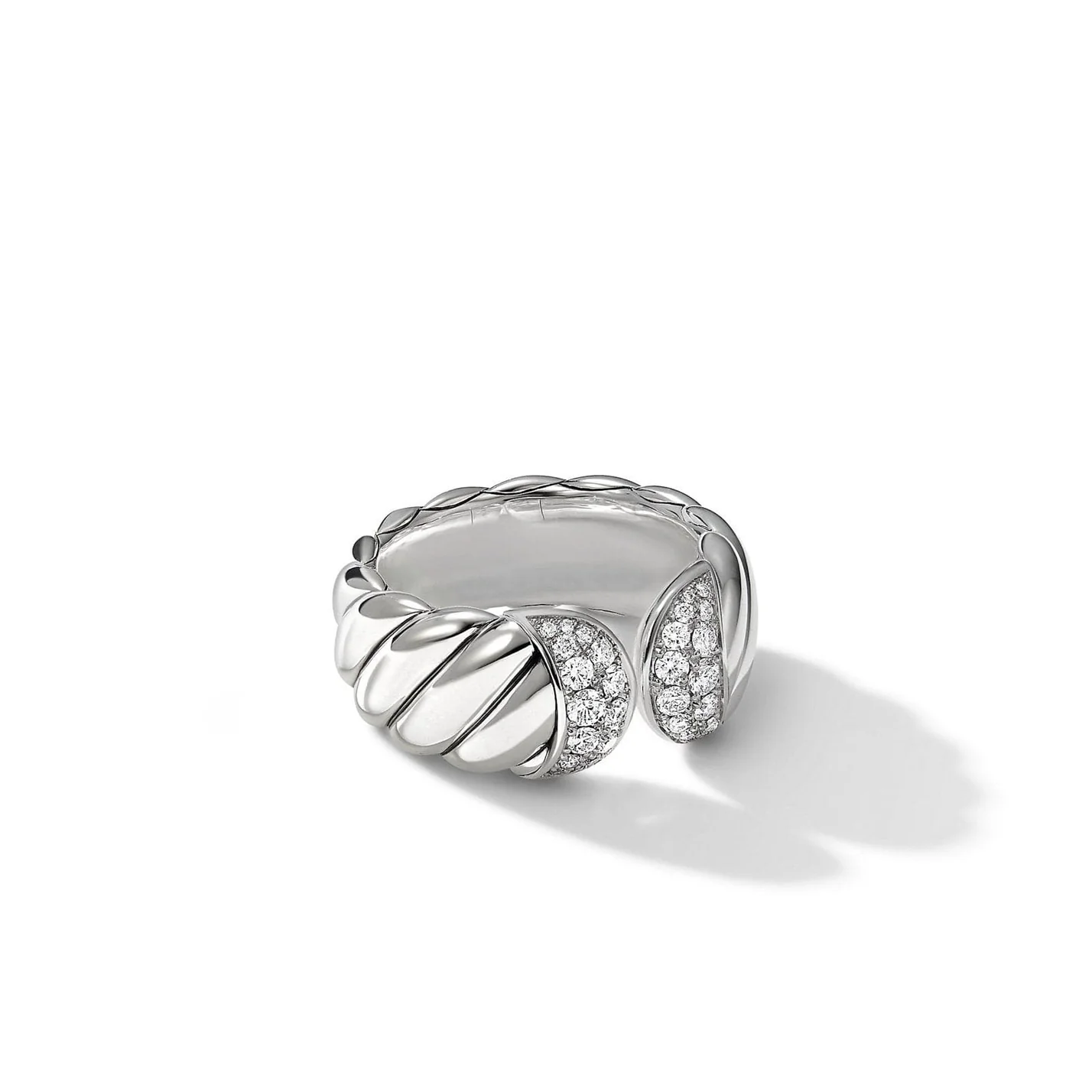 fbaf75598ddcb80a2301ce2283db6c5a.webp Sculpted Cable Ring Sterling Silver with Diamonds - Image 1