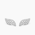 Petite Pavé Flute Stud Earrings Sterling Silver with Diamonds, 10.6mm
