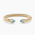 Classic Cablespira® Bracelet 18K Yellow Gold with Blue Topaz and Diamonds, 7mm
