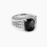 Petite Wheaton® Sterling Silver with Black Onyx and Diamonds, 10mm